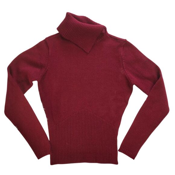 Cato Maroon Berry Shawl Fold Over Collar Accented Waist - Picture 14 of 16